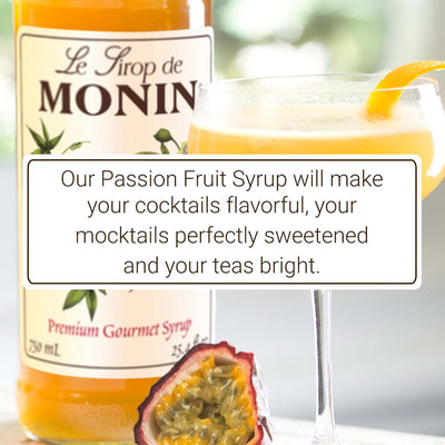 Monin - Passion Fruit Syrup, Sweet Tropical Flavors, Great for Teas, Sodas, & Cocktails, Natural Flavors, No Artificial Sweeteners or Ingredients, Gluten-Free, Vegan, Non-GMO, Clean Label (750ml)