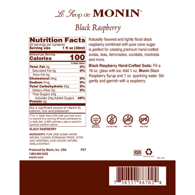 Monin - Black Raspberry Syrup (1 Liter)