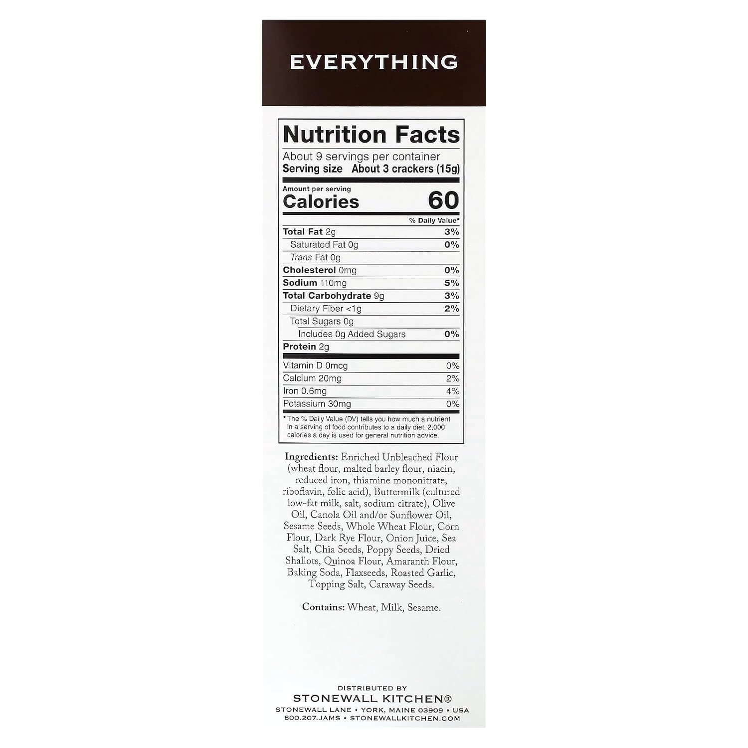 Stonewall Kitchen Everything Deli Cracker, 4.7 oz