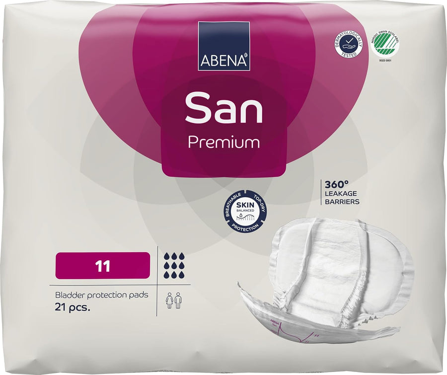 Abena San Premium Incontinence Pads, Heavy Absorbency, (Sizes 8 to 11), Size 11, 21 Count