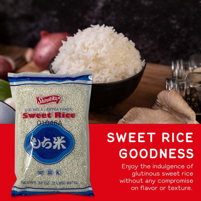 Shirakiku, Mochigome Sweet Rice | Short Grain Japanese Gluten-Free, Non-GMO Rice with Low Calories and Dietary Fiber | Perfect for Authentic Asian Cuisine | 2 Pound (Pack of 1)
