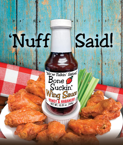 Bone Suckin' Honey & Habanero Wing Sauce: For Chicken Wings, Turkey Wings & Also Great For Ribs, Chicken, Pork, Beef - Gluten Free, Sweetened With Honey & Molasses, In Glass Bottle, 12.25oz - 1 Pc
