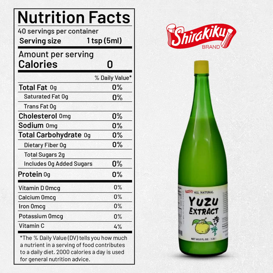 Shirakiku Yuzu Extract | Pure Japanese Yuzu Juice | Versatile Yuzu Extract Used for Baking, Food Flavoring and Asian Drink Mixture | Sweet & Tangy Citrus Flavor | - 60.8 FL Oz