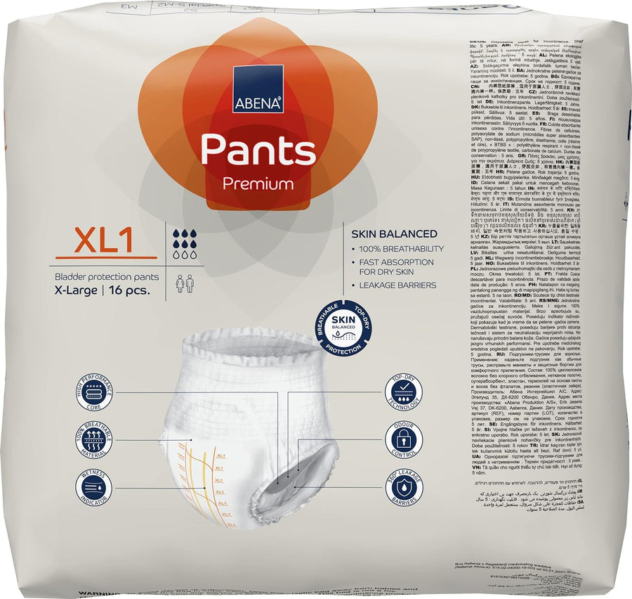 Abena Pants, Premium Protective Underwear, Level 1, (Extra Small To Extra Large), Extra Large, 16 Count