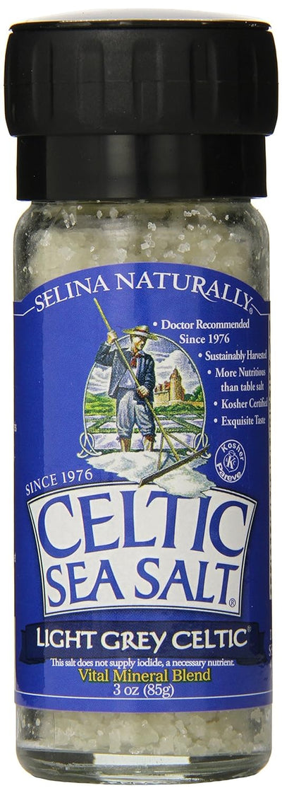 Celtic Sea Salt, Light Grey Grinder, 3 oz White