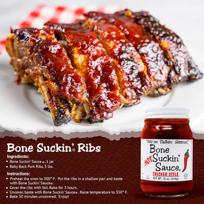 Bone Suckin' Sauce Hot Thicker Style BBQ Sauce - 16 oz in Glass Bottle, Hot Thick Barbecue Sauce For Ribs, Chicken, Pork, Fish, Beef - Gluten-Free, Non-GMO, Kosher, Sweetened w/ Honey & Molasses- 1 Pc