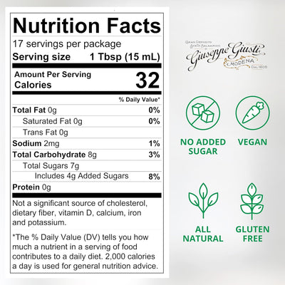 Giusti Pomegranate Vinegar Sweet and Sour Gourmet Fruit Condiment from Modena, Italy, White Vinegar, Flavored Balsamic Vinegar, Flavored Vinegar for Salads, White Meat, Fruit, Cocktails, and Cooking