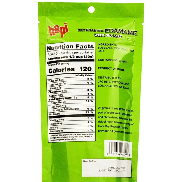Hapi Snack Roasted Edamame seeds with sea salt 3.5 oz