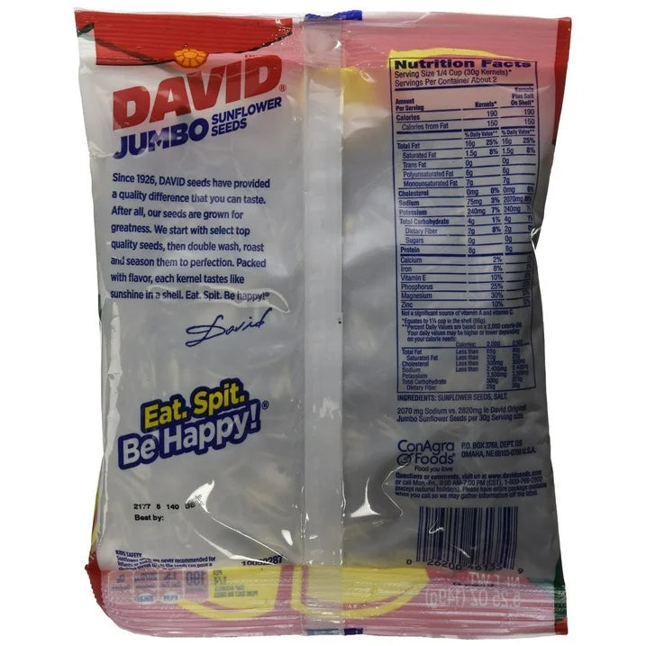 David Jumbo Reduced Sodium Sunflower Seeds Roasted And Salted