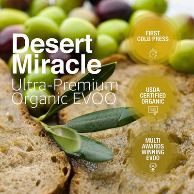 Desert Miracle Cold Pressed Polyphenol Rich Moroccan Olive Oil | Organic Extra Virgin Olive Oil with High Polyphenols | First Cold Pressed EVOO From Morocco | 250 milliliter