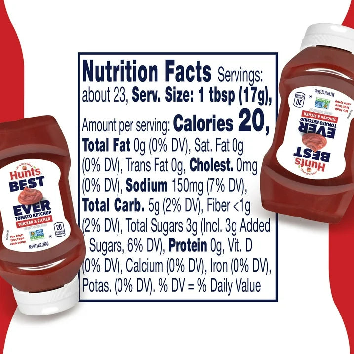 Hunt’s 100% Natural Tomato Ketchup, 14 oz Squeeze Bottle