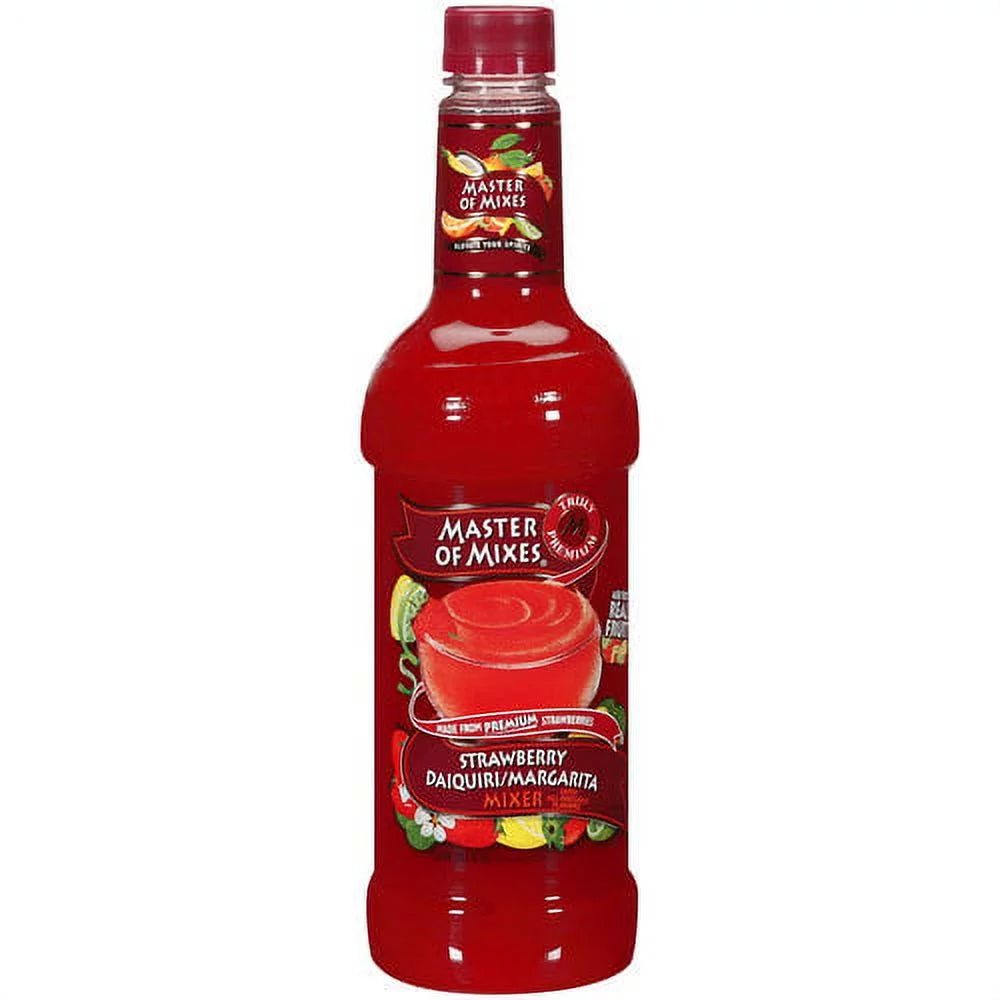 Master of Mixes Strawberry Daiquiri/Margarita Mixer Ready To Use, 1 Liter Plastic Bottle, Shelf-Stable