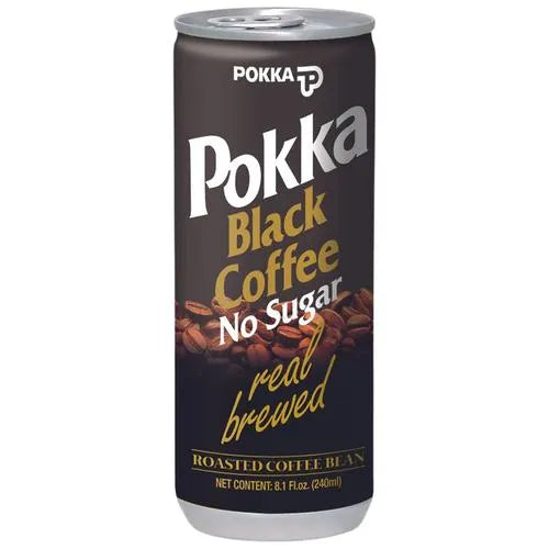 POKKA Black Coffee Drink - Real Brewed, No Sugar, 240 ml