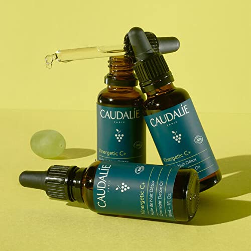 Caudalie Overnight Detox Oil - Detox and Purify Pores Overnight - Moisturizes, Plumps, Smoothes and Refreshes Skin with Grape Seed, Almond and Rosemary Oils, 1 Fl Oz