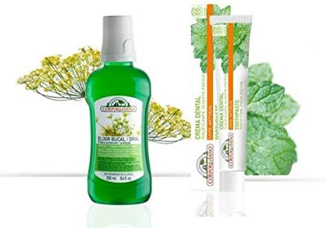 Corpore Sano Set: 1 Natural Elixir Mouthwash 250 ml + 100% Natural Total Protection Toothpaste 75 ml. (Elixir Mouthwash + Purifying Toothpaste)