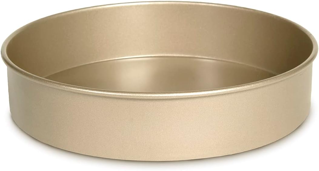 Glad Round Baking Pan Nonstick-Heavy Duty Metal Bakeware for Cakes and Desserts, Gold