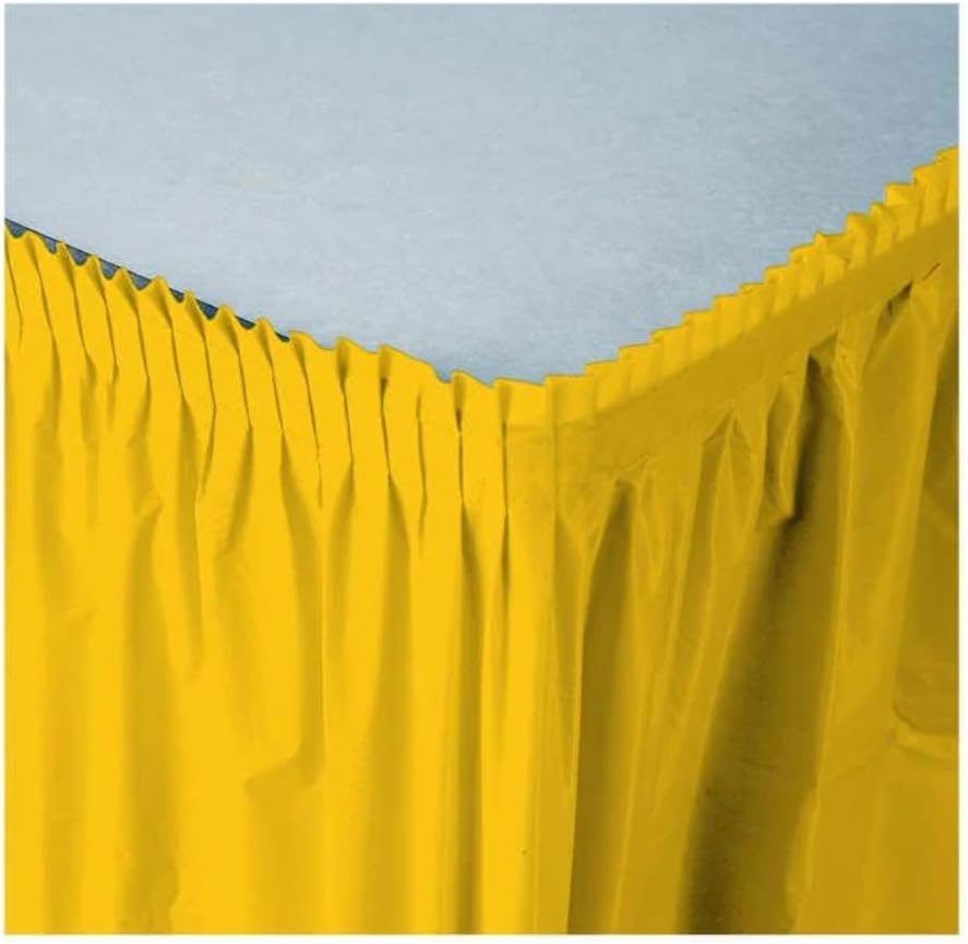 Creative Converting Plastic Table Skirt, 14-Feet, School Bus Yellow -