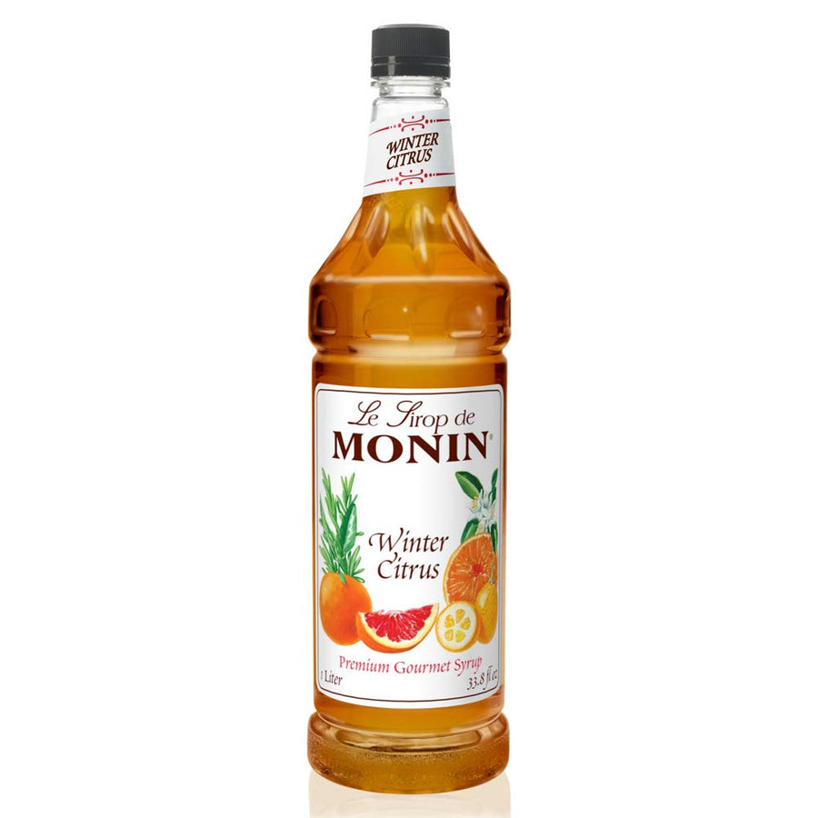 Monin - Winter Citrus Syrup, Blend of Citrus, Honey, & Herbs, Great for Iced Tea, Winter Cocktails, and Sparkling Ciders, Gluten-Free, Vegan, Non-GMO, PET Bottle (1 Liter)