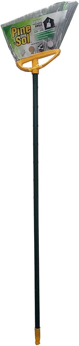Pine-Sol Deluxe Corner Angle Broom with Metal Handle | Heavy-Duty Sweeper for Indoor/Outdoor Cleaning | Traps Both Solid Debris & Fine Dust