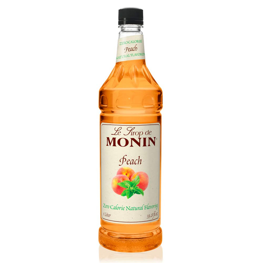 Monin - Zero Calorie Natural Peach Syrup, Fresh and Juicy Flavors, Great for Iced Teas, Lemonades, and Sodas, Non-GMO, Gluten-Free (1 Liter)