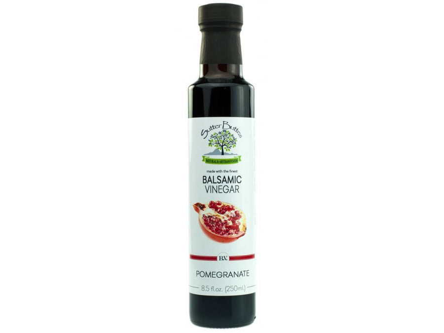 Sutter Buttes Balsamic Vinegar – Pomegranate Infused (250ml bottle), Artisan Italian Grape Must Reduction Balsamic Vinegar, Handcrafted Premium Thick and Sweet Golden Aged Vinegar