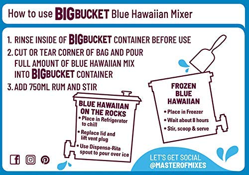 Master of Mixes Blue Hawaiian Mix, Ready to Use, 96 oz Low-Profile BigBucket, Individually Boxed