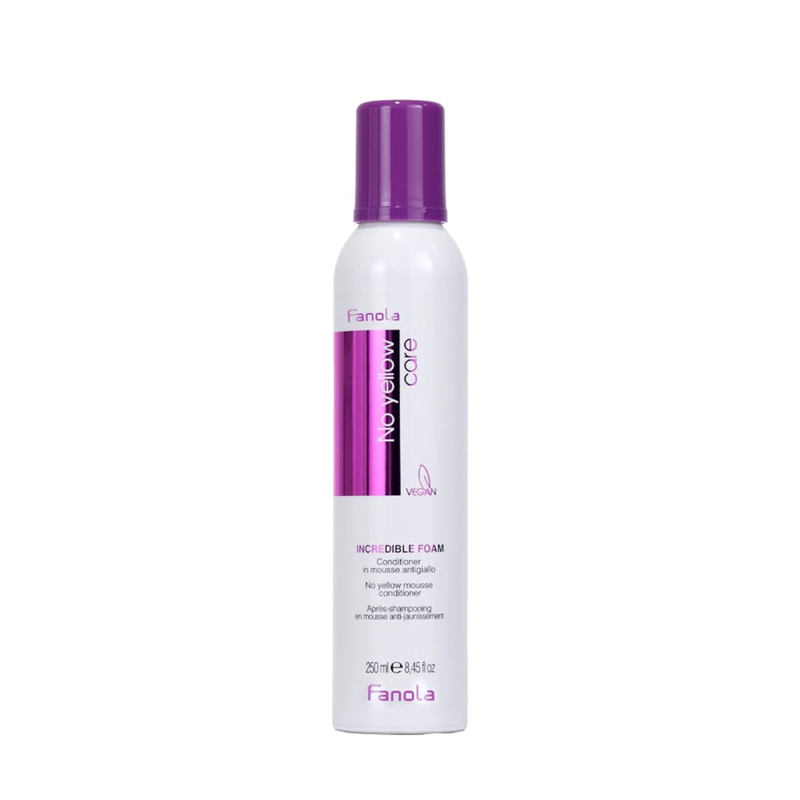 Fanola No Yellow Incredible Foam - Purple Hair Conditioner Mousse Toner With Violet Pigments Removes Yellow And Brassiness On Bleached, Blonde Or Highlighted Hair 8.4oz