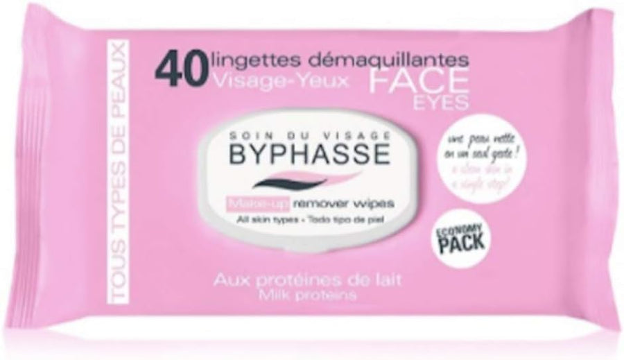 Byphasse Detox Wipes, 2, 0U. All Skin Milk Protein, Neutral, Medium