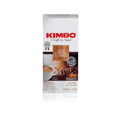 Kimbo Caffe Crema Classico Whole Bean Coffee - Blended and Roasted in Italy - Light Roast with Intense Flavor and Round Body - 2.2 lbs Bag