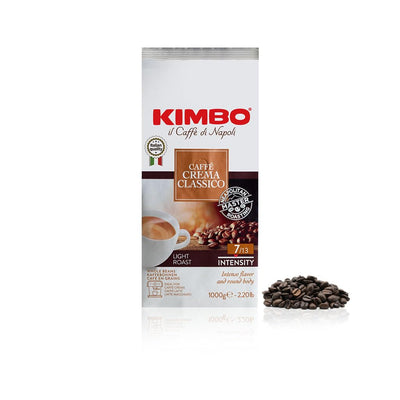 Kimbo Caffe Crema Classico Whole Bean Coffee - Blended and Roasted in Italy - Light Roast with Intense Flavor and Round Body - 2.2 lbs Bag