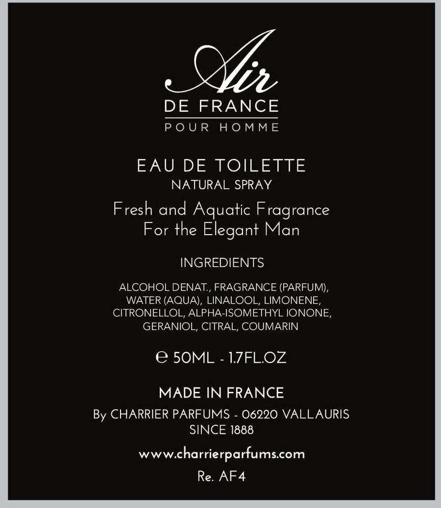 ‘Air de France pour Homme‘ Eau de Toilette Spray for Men - 50ML 1.7 Fl. Oz - Made in Provence, France