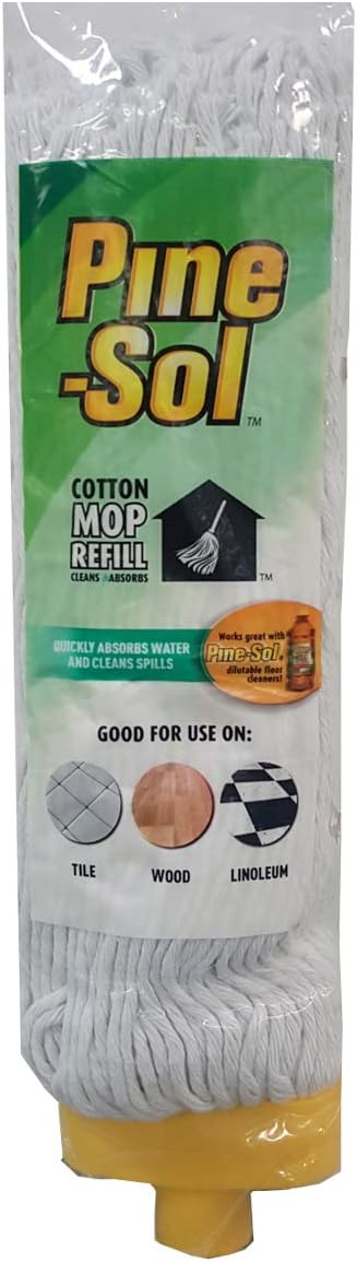Pine-Sol Cotton Wet Mop Refill – Replacement Head Attachment, 300g | Heavy-Duty Cleaning for Indoor, Outdoor and Industrial Use
