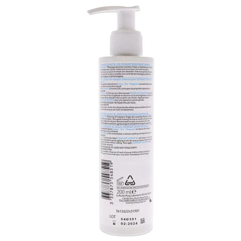 La Roche-Posay Cicaplast Lavant B5 Purifying Soothing Foaming Gel, 6.7 oz Gel