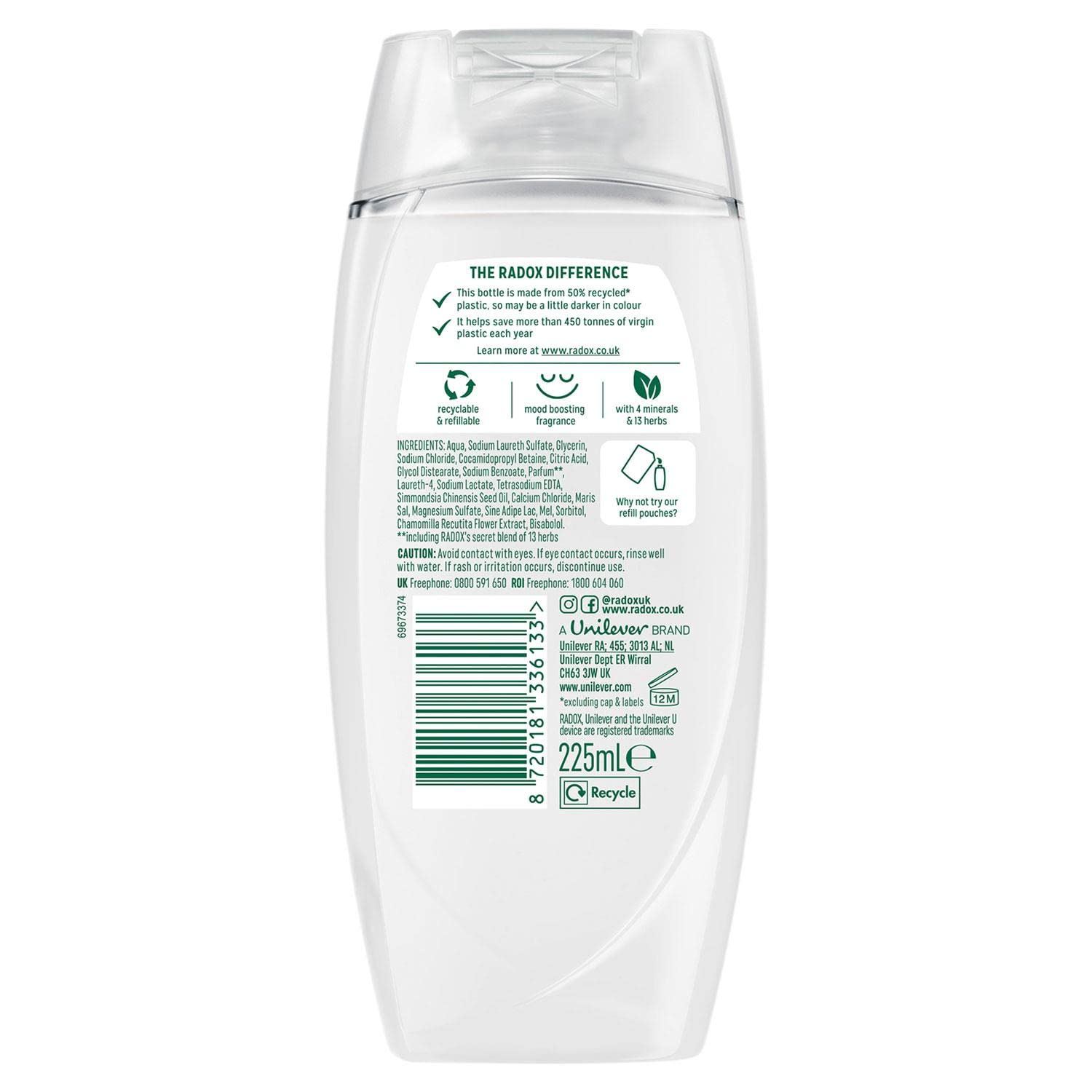 Radox Mineral Therapy Feel Moisturised Shower Gel with Chamomile & Oat Scent- 225ml