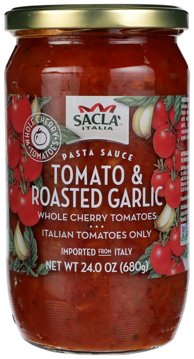 All Natural Whole Cherry Tomato and Roasted Garlic Pasta Sauce NON GMO. Imported From Italy