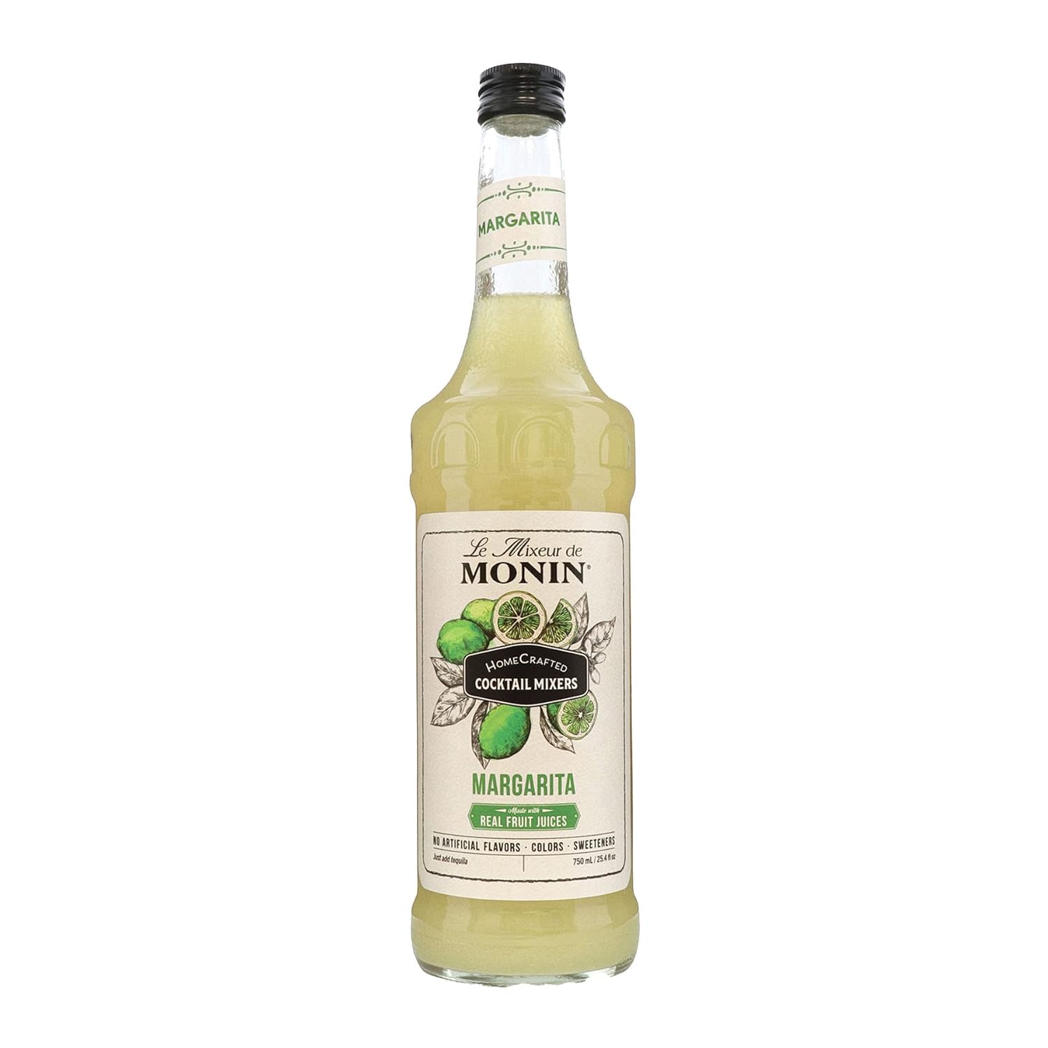 Monin - HomeCrafted Margarita Cocktail Mixer, Ready-to-Use Drink Mix, Well Balanced and Made with Real Citrus Juices, DIY Cocktails, Just Add Tequila, Perfect on the Rocks or Frozen (750 ml)