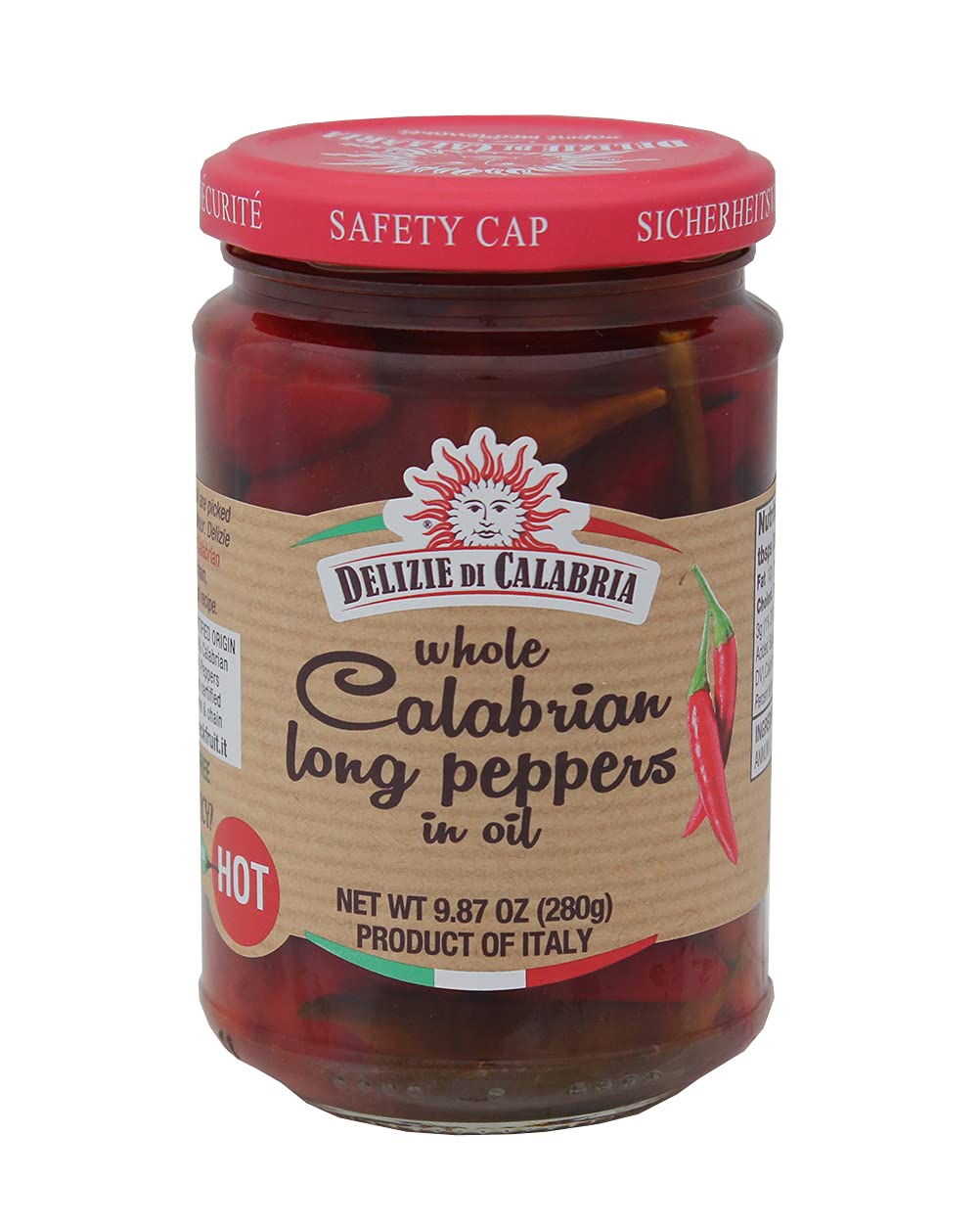 Whole Calabrian Long Peppers in Oil, 9.87oz (280g)