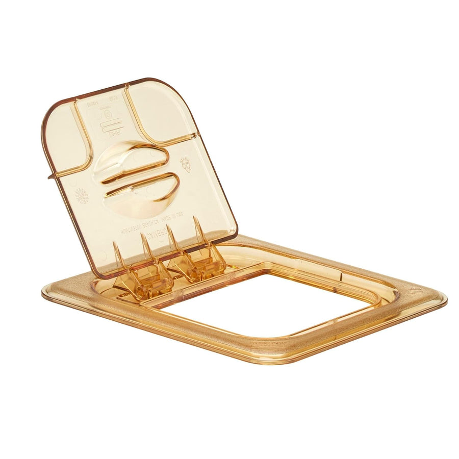 Cambro 60HPL772 Amber 1/6 Size Solid Flip Lid
