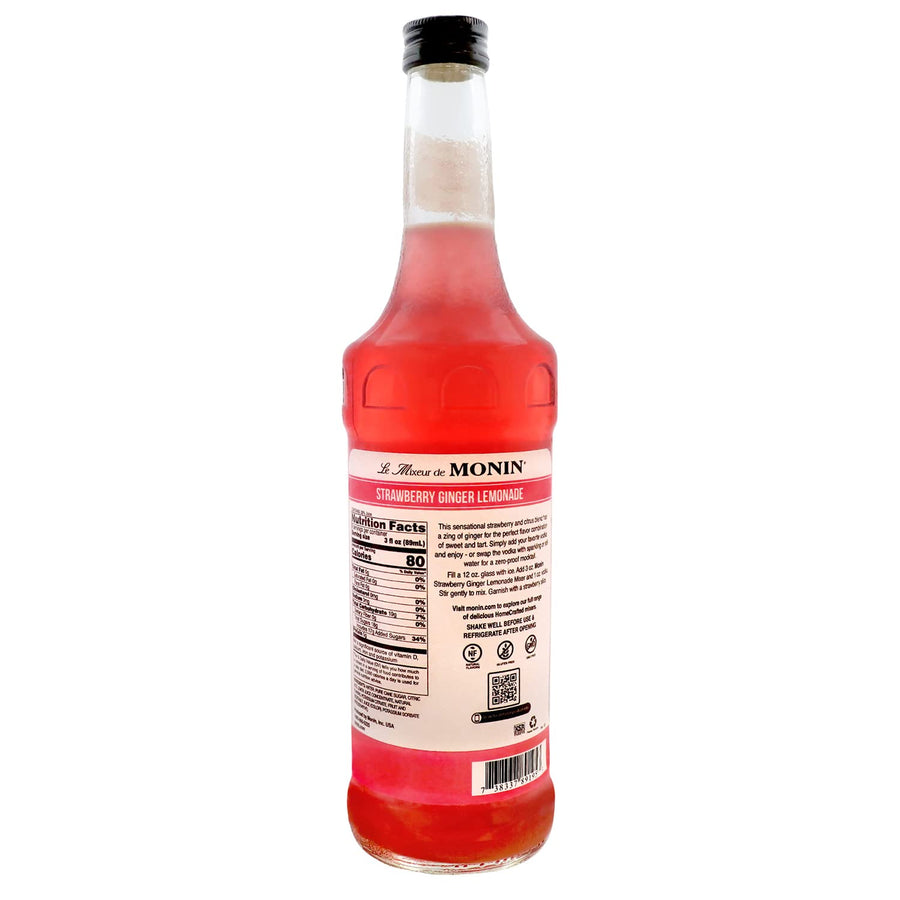 Monin - HomeCrafted Strawberry Ginger Lemonade Cocktail Mixer, Ready-to-Use Drink Mix, Refreshingly Sweet & Tart Flavor, Just Add Vodka, Perfect for Cocktails & Iced & Frozen Beverages (750 ml)