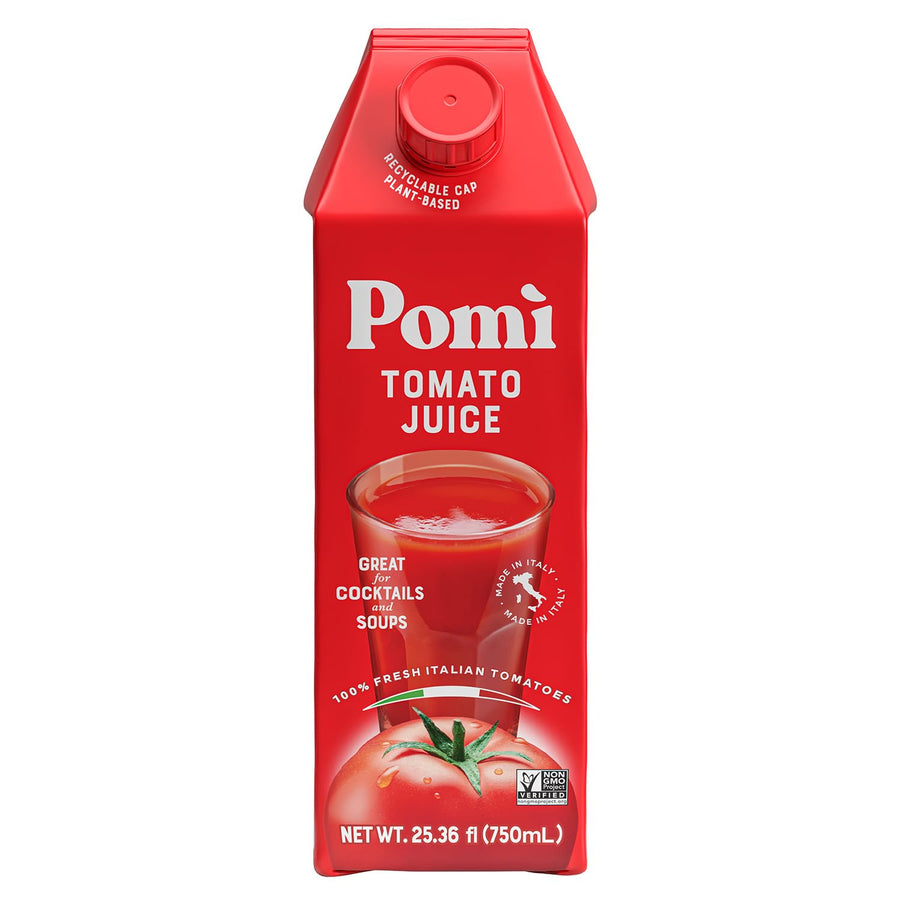 Pomì Tomato Juice - Made from 100% Fresh Italian Pomi Tomatoes - Low Sodium Tomato Juice - Gluten Free Vegetable Juice - Low Sodium Vegetable Juice - 25.36 fl oz