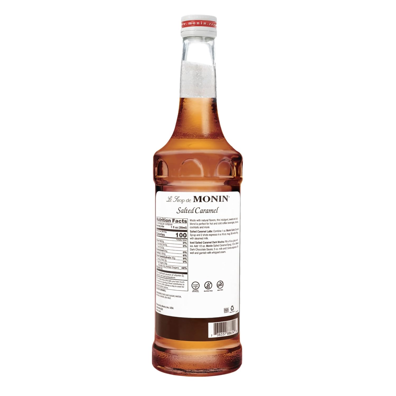 Monin - Salted Caramel Syrup, Natural Flavors, Great for Mochas, Lattes, Smoothies, Shakes, and Cocktails, Non-GMO, Gluten-Free (750 ml)