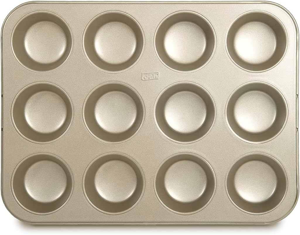 Glad Muffin Pan Nonstick - Heavy Duty Metal Cupcake Tin with Round Baking Cups, 12-Cup