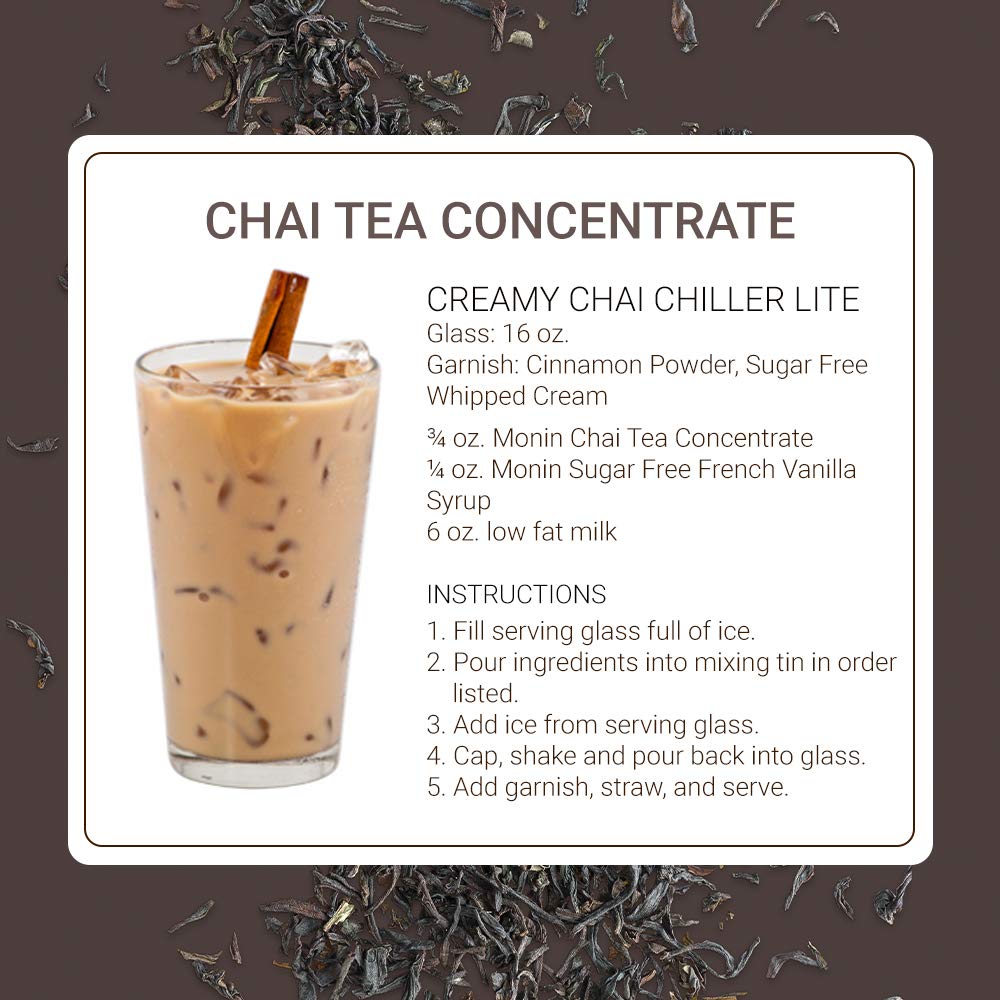 Monin - Chai Tea Concentrate, Spiced Green Tea Flavor, Natural Flavors, Great for Spiced Chai Teas, Coffee Drinks, Dessert Cocktails, and Other Culinary Creations, Non-GMO, Gluten-Free (1 Liter)
