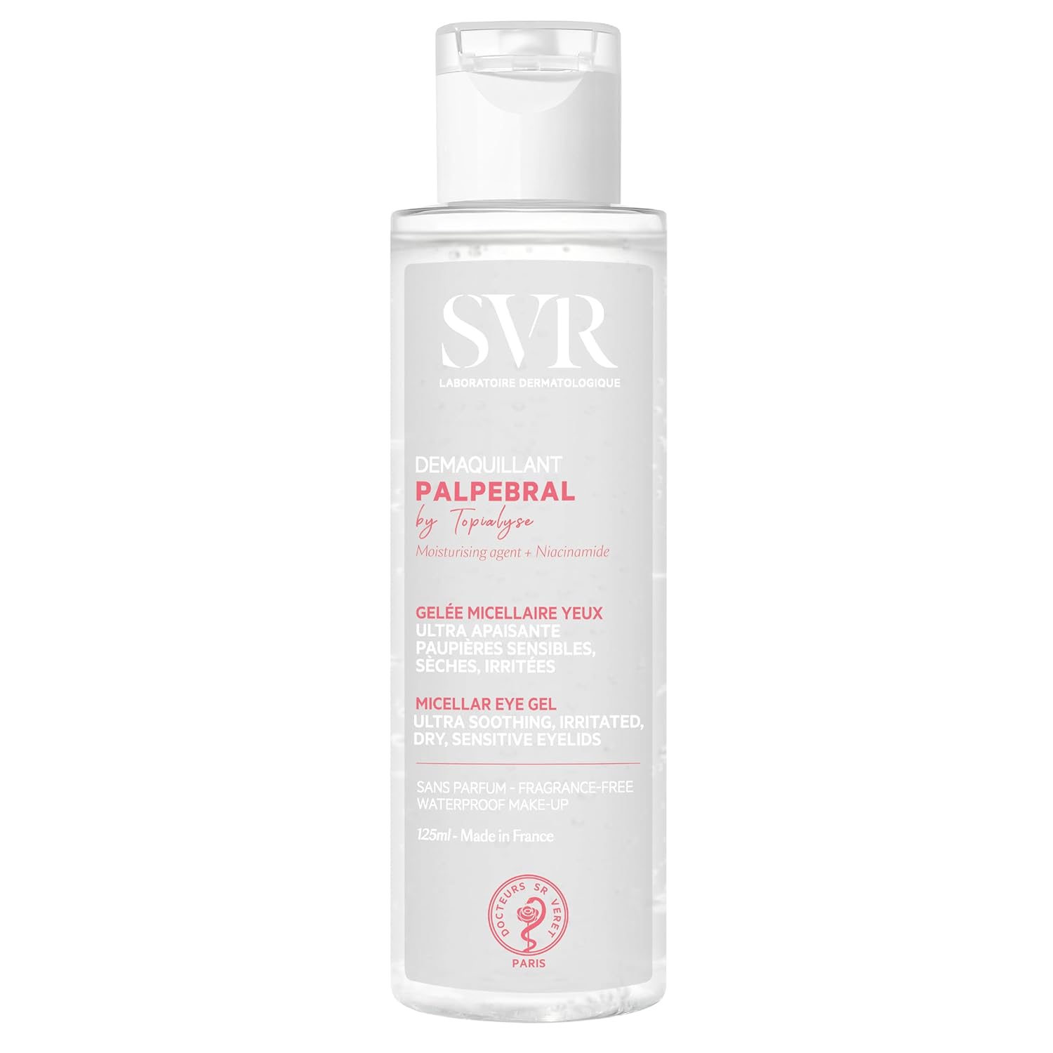 SVR Palpebral Eye Makeup Remover Gel for Very Sensitive & Dry Eyelids and Eye Contour. Fragrance-Free Care with Niacinamide to Soothe and Hydrate while easily Removing Waterproof Makeup, 4.3 fl.oz.