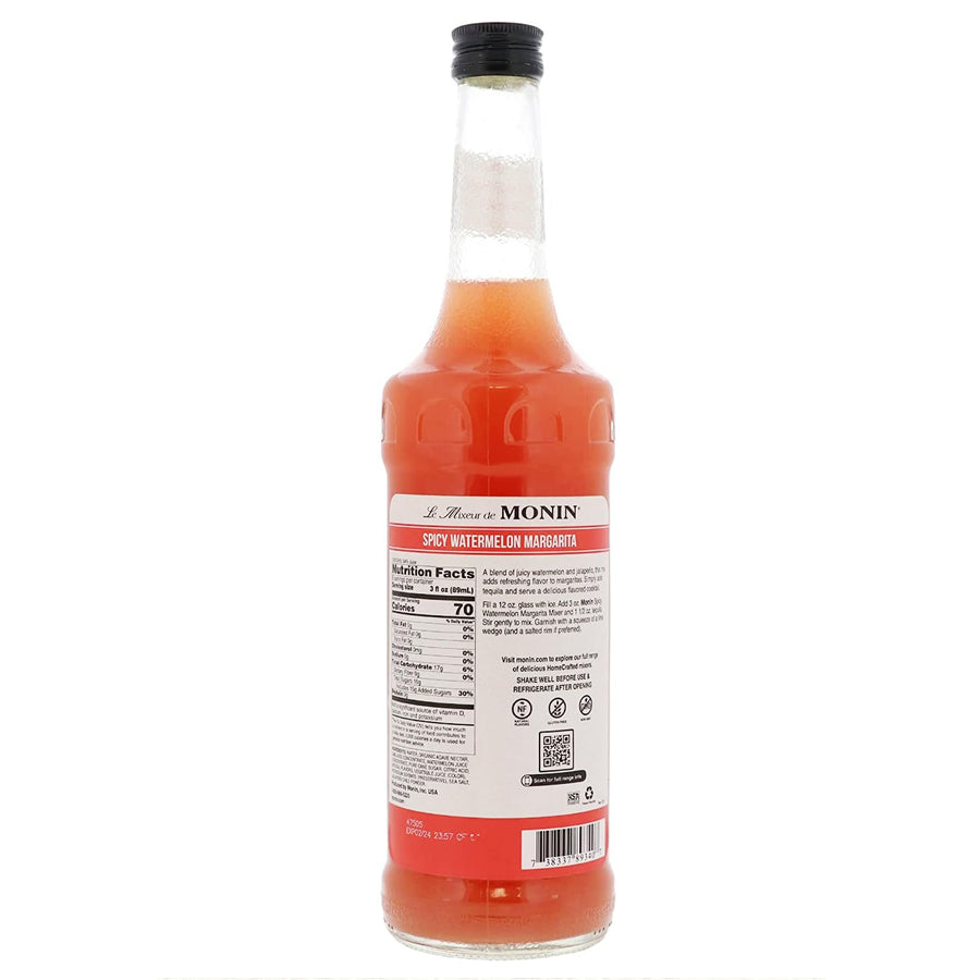Monin - HomeCrafted Spicy Watermelon Margarita Cocktail Mixer, Ready-to-Use Drink Mix, Just Add Tequila, Refreshingly Sweet & Spicy Cocktail Mix, Perfect for Cocktails & Frozen Beverages (750mL)