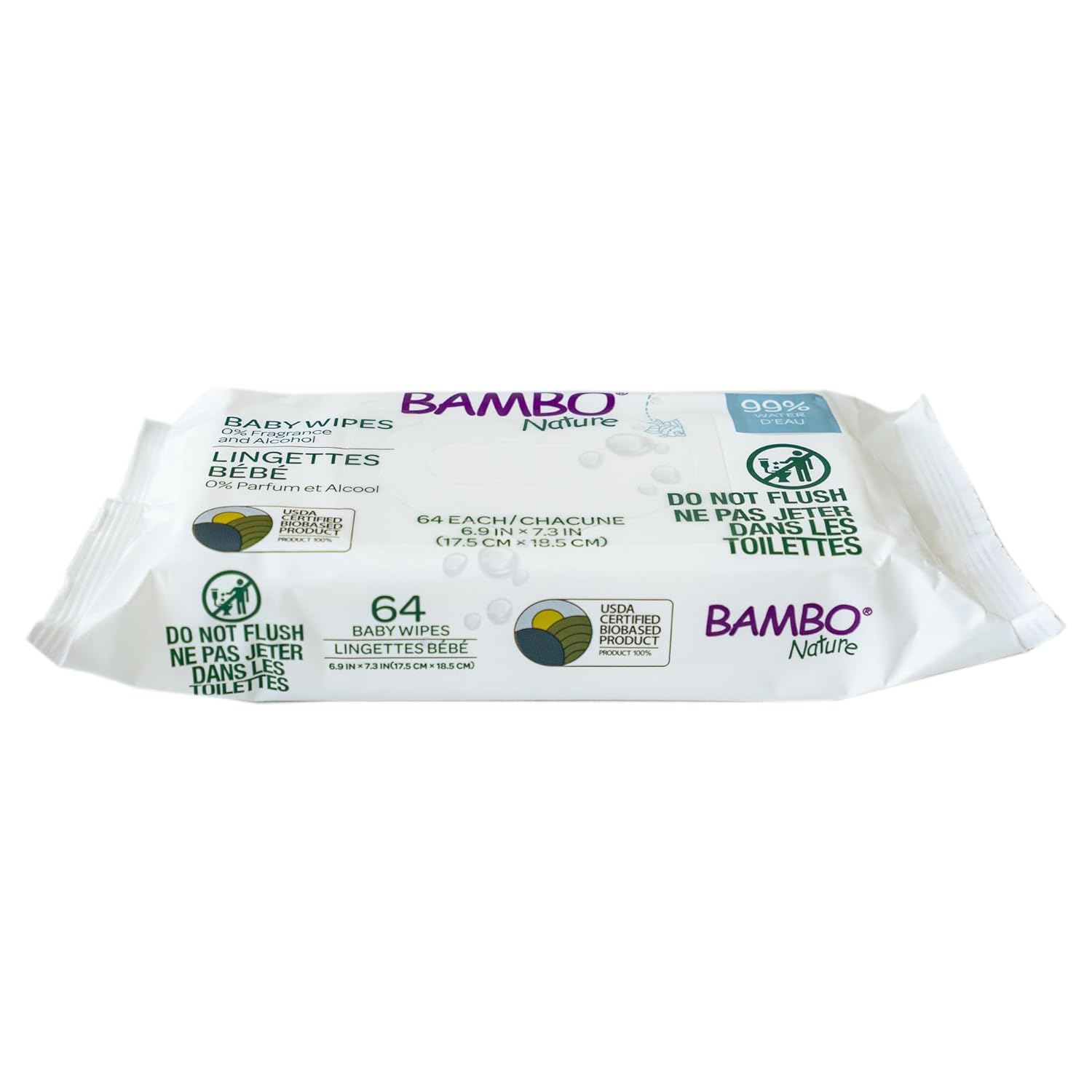 Bambo Nature 99% Biobased Water Wipes 64 Count