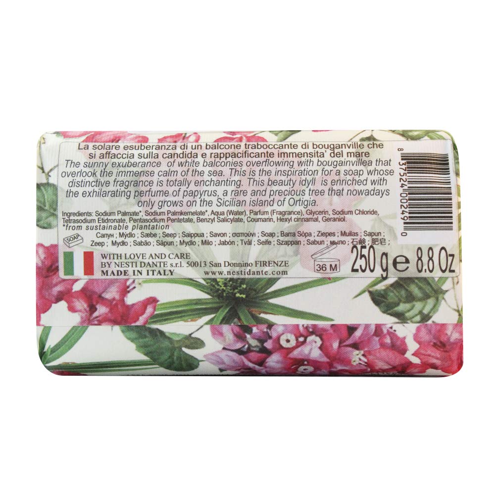 Nesti Dante Dolce Vivere Sicilia Bougainville, Marine Sea Salt & Papyrus Tree Fine Natural Soap Bar