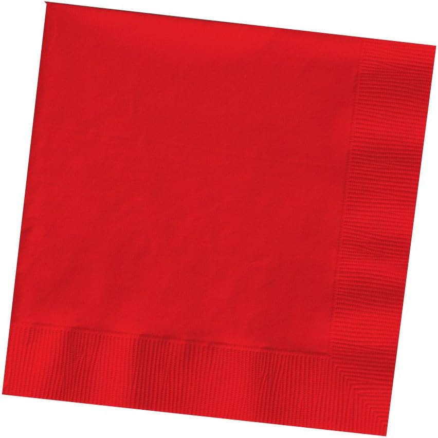 Creative Converting 200-Count Touch of Color Paper Beverage Napkins, Classic Red