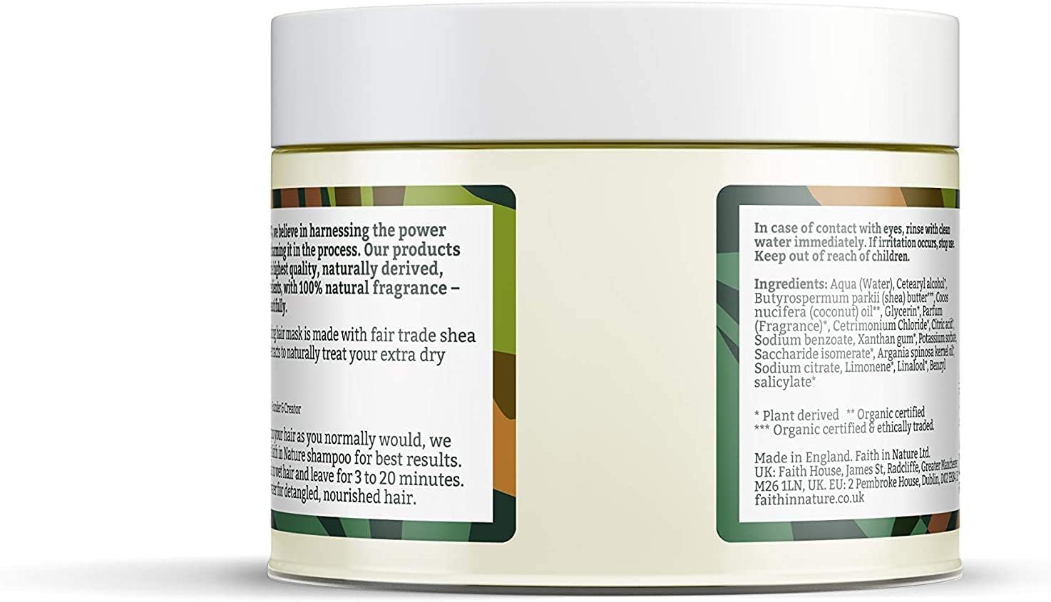 Faith in Nature Natural Hair Mask - Vegan & Cruelty Free, No SLS or Parabens - 300ml, Shea & Argan