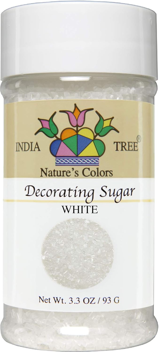 Nature's Colors, White Sugar , Pure Sugar Sprinkles for Baking and Decorating, Small , 3.3 Oz Jar (Pack of 1)